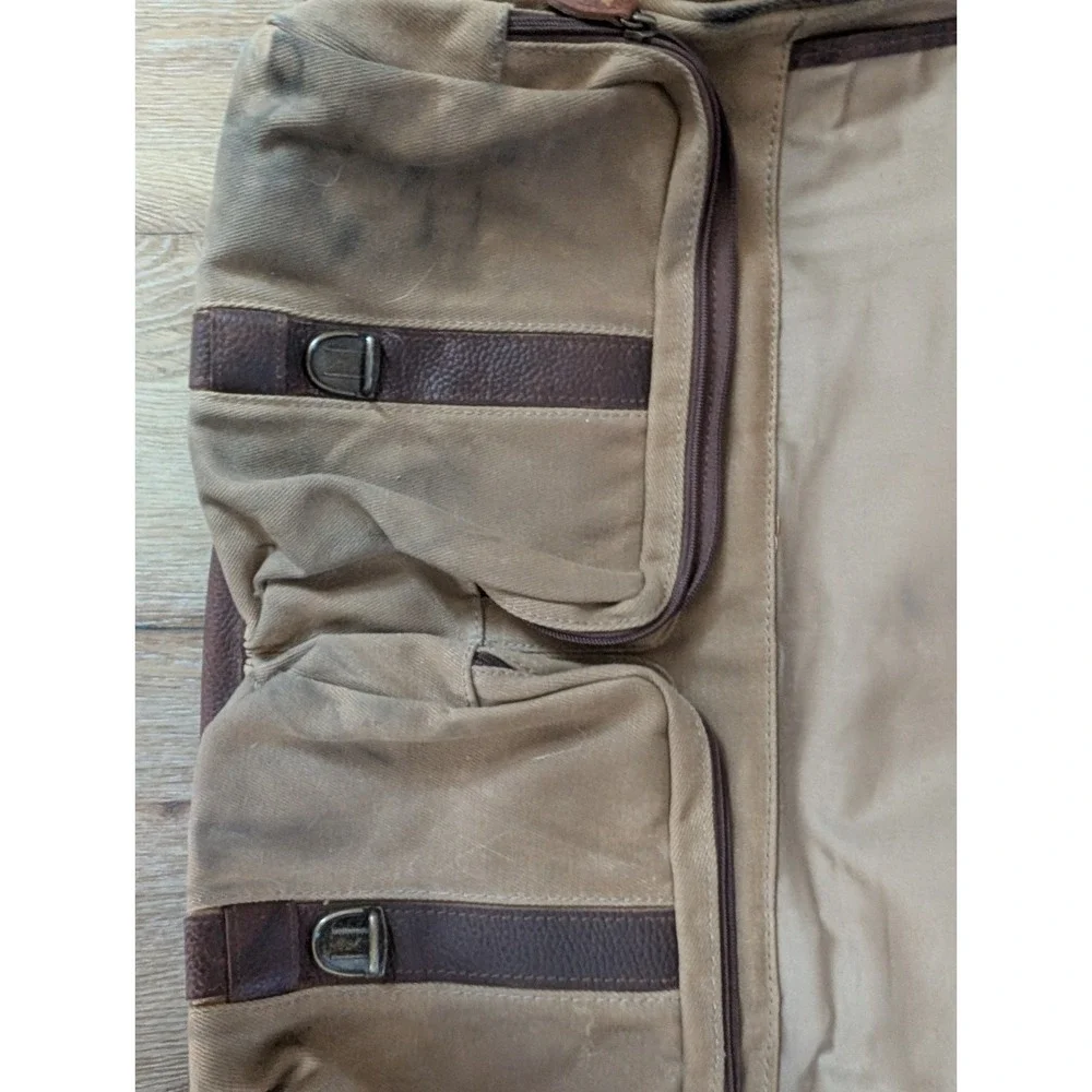 Vintage LL Bean Bag Duffle Weekender Luggage Rolling Bag Leather 80s  24